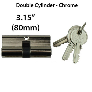 Double Key Gate Lock Profile Cylinder, 80mm - Chrome